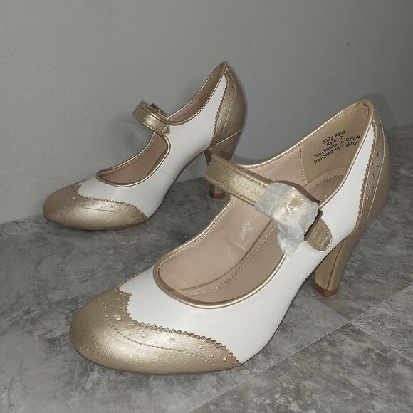 J. Adams Retro Style Womens Size 7 Mary Jane Heels Pin up Oxford Shoes - Picture 2 of 10
